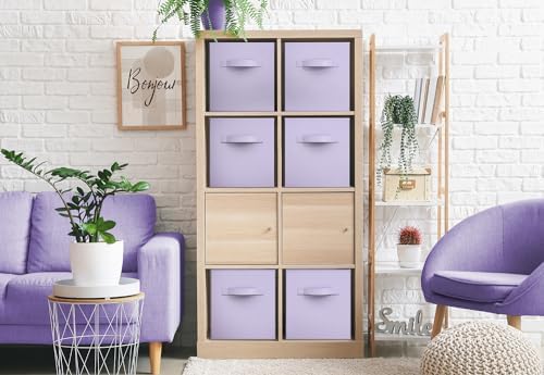 Sorbus Fabric Storage Cubes, 6-Pack Foldable Bins (11 Inch, Pastel Purple) - Image 4