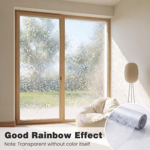 Stained Glass Window Privacy Film, 3D Rainbow Static Cling, Non-Adhesive UV Blocking Vinyl Sticker for Home, Bathroom & Door Heat Control35.4 X78.7 - Image 3
