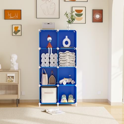 AWTATOS Cube Storage Organizer, 8 Cube Closet Organizers Stackable, Blue - Image 2