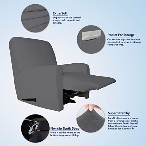 PureFit Stretc Recliner Chair Covers Fleece Soft Couch Covers for Sofa - Image 3