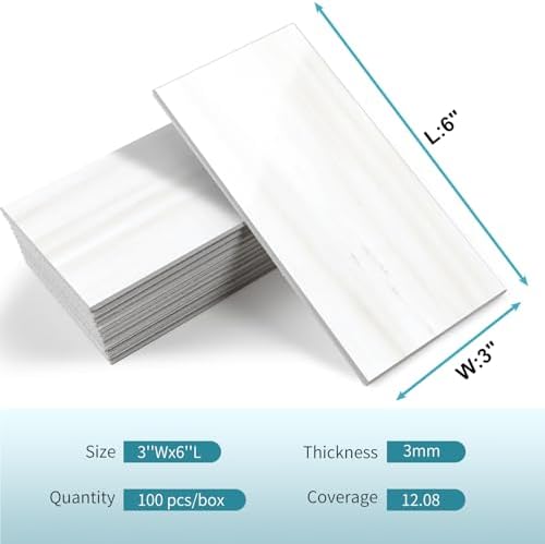 Vamos Tile 4-Piece Glossy Dolomite White Peel and Stick Backsplash Tile - Image 2