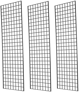 Heavy Duty Gridwall Panels Commercial Grade Grid Panel for Retail Display Wall, 2' Width x 6' Height, Black (Pack of 3) by 7RiversART