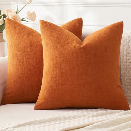 MIULEE Fall Orange Chenille Couch Throw Pillow Covers, 16x16 by MIULEE
