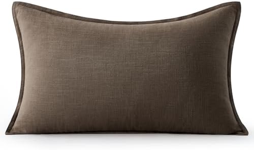 MIULEE Decorative Linen Lumbar Pillow Cover 12x20 Inch Dark Coffee - Image 7