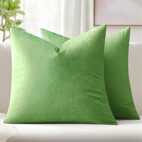 MIULEE Velvet Throw Pillow Covers 18x18 Inch Pack of 2 Lime Green by MIULEE