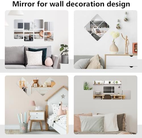 Shiftshade Wall Stickers - Unbreakable Self-Adhesive Mirror Tiles for Bedroom, Home, Gym, Door - Acrylic Shatterproof Sheets, Panels (8x8 Inch, 4 Pcs) - Image 7