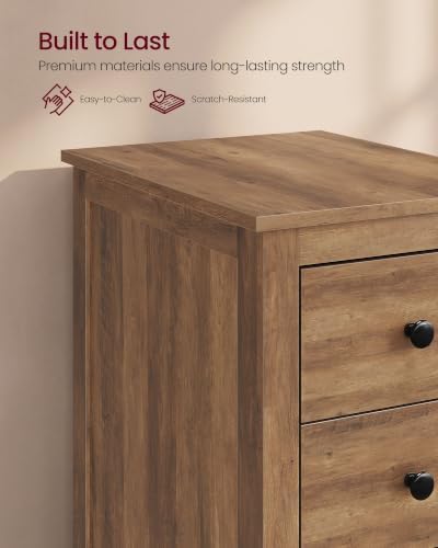 VASAGLE Side End Table with 3 Storage Drawers, Nightstand Farmhouse - Image 6