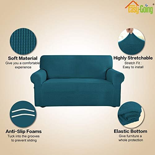Easy-Going Stretch Couch Covers for Sofa Washable Large Peacock Blue - Image 3