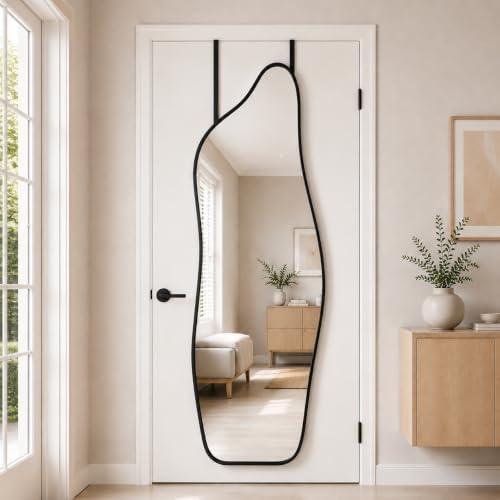 Full Length Door Mirror, 48"x16" Wall Mounted Mirror, Black by TinyTimes