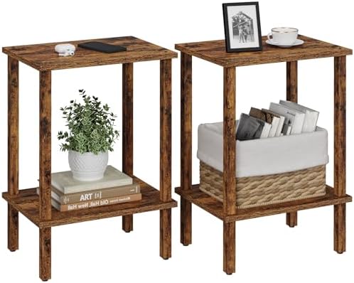 TUTOTAK End Table, Set of 2, Side Table, Nightstand, 2-Tier Storage Shelf by ChoosetutotakFurnitureBuildYourCozyHome
