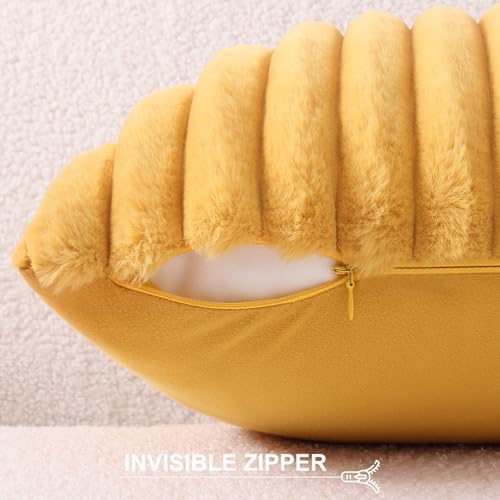 Pallene Faux Fur Decorative Throw Pillow Covers 26x26 Set of 2, Yellow - Image 3