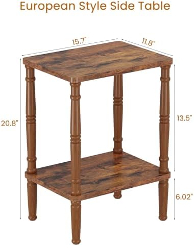 LUCKNOCK Small Side Table for Small Spaces, Vintage End Table, Narrow Couch Side Table with Storage, Skinny Nightstand Bedside Table for Bedroom, Living Room, Farmhouse, No-Tool Assembly, Rustic Brown - Image 3