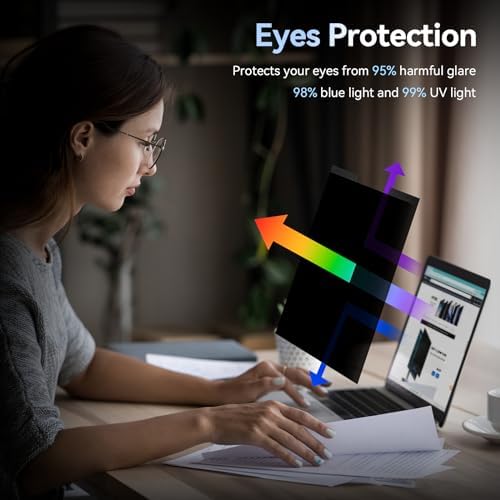 Magnetic 15.6 Inch Laptop Privacy Screen for 16:9 Computer Monitor, Removable Anti Glare Blue Light Filter Protector, 15 in Privacy Shield Compatible with Lenovo Hp Dell Acer Asus Thinkpad Envy Xps - Image 4