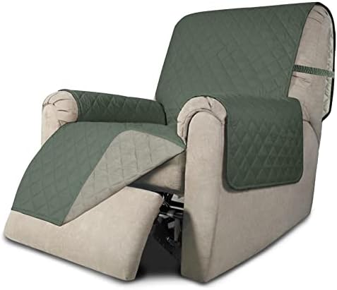 Easy-Going Recliner Chair Slipcover Reversible Sofa Cover Water Resistant Couch Cover Furniture Protector with Elastic Straps for Pets Dog (Recliner 22 inch, Greyish Green/Beige) by Easy-Going