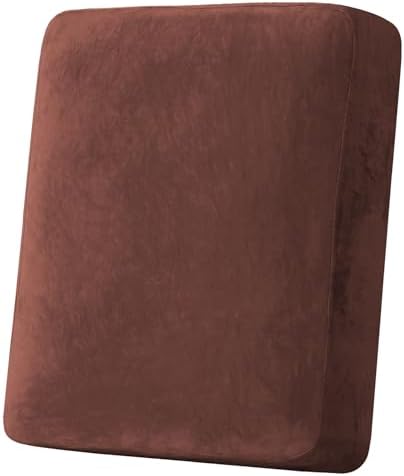 H.VERSAILTEX Velvet Stretch Couch Cushion Cover Plush Cushion Slipcover for Chair Cushion Furniture Protector Seat Cushion Sofa Cover (1 Piece Armchair Cushion Covers, Burnt Brick) by HVERSAILTEX