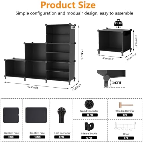 AWTATOS 6 Cube Closet Organizer Storage Shelves, Black - Image 3