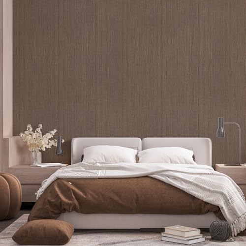 Grasscloth Peel and Stick Wallpaper 15.7" X 120" Self-Adhesive Textured Contact Paper Brown Faux Grasscloth Removable Wallpaper for Cabinets Counter Top Liners - Image 6
