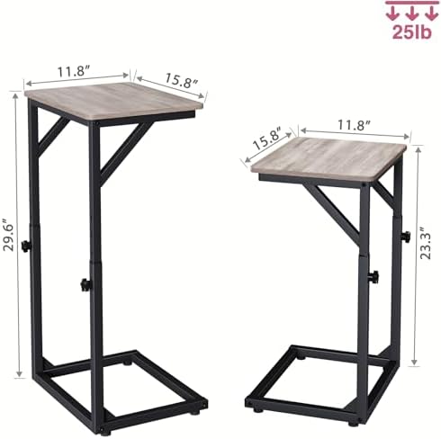 5-Level Adjustable C-Shaped End Table, Small Side Table for Couch, Sofa TV Tray Table for Living Room, Bedroom, Bedside ET-ZA-GYW1 - Image 2