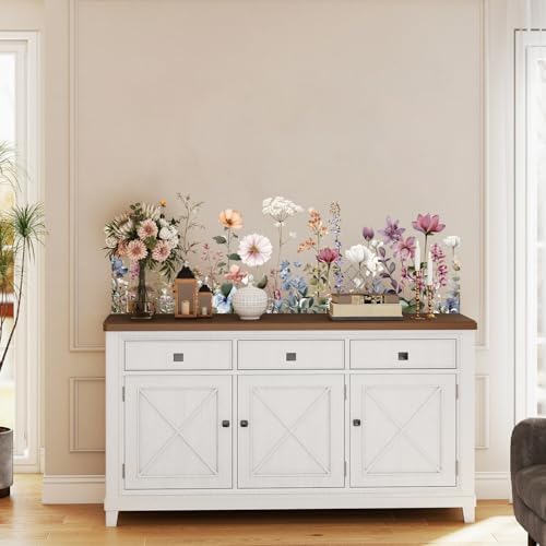 ANNA QUEEN Wildflower Wall Decals Peel and Stick, Vintage Botanical Flower Wall Stickers, Floral Wall Decor Removable Vinyl Wall Art for Bedroom Living Room Home Decor - Image 3