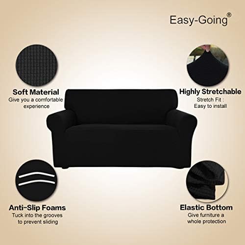 Easy-Going Stretch Oversized Sofa Couch Slipcover Washable Black - Image 3