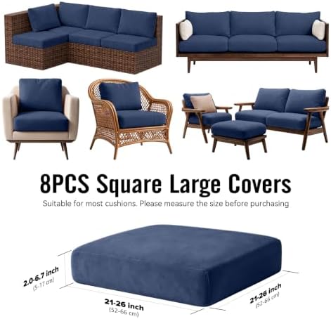 8Pcs Outdoor Cushion Covers, Stretch Patio Furniture Couch Chair Slipcovers - Image 2