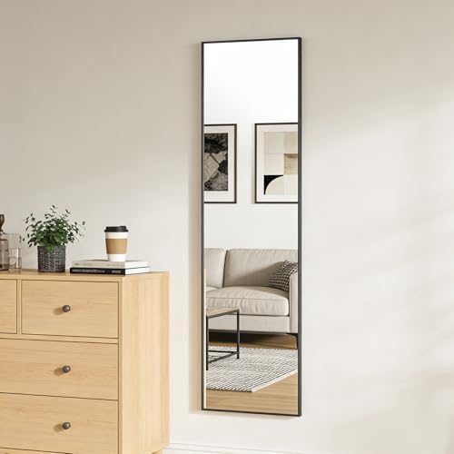 48x14 Inch Full Length Mirror Over the Door Hang or Wall Mounted Black - Image 6