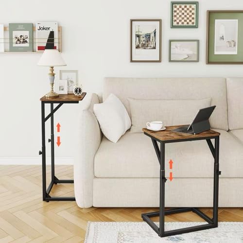 5-Level Adjustable C-Shaped End Table, Small Side Table for Couch, Sofa TV Tray Table for Living Room, Bedroom, Bedside ET-ZA-BRW1 by Unknown