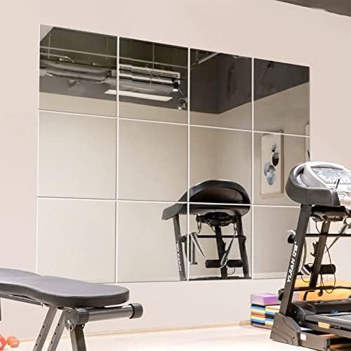 Murrey Home Wall Mirror for Home Gym Mirror, Full Length Mirrors Wall Mounted, Frameless Full Body Mirror Tiles for Wall, Door, Garage, 12" x12PCS by MurreyHome