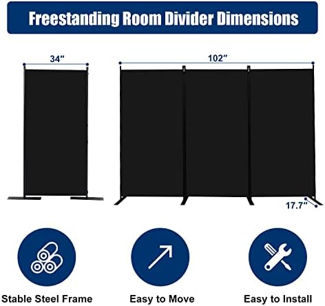 Room Divider 3 Panel-102''Wide,6FT Room Dividers and Folding Privacy Screen - Image 6