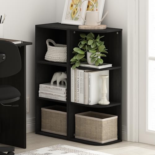 Furinno PASIR Book Shelf, 3-Tier Corner Bookshelf with Open Shelf, Standing Bookcase, 9.3 x 12 x 31.5 for Organization and Storage, for Living Room, Bedroom, Home Office, Blackwood - Image 2