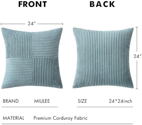 MIULEE Slate Blue Decorative Euro Sham Pillow Covers 24x24 Inch 2 Pack - Image 6