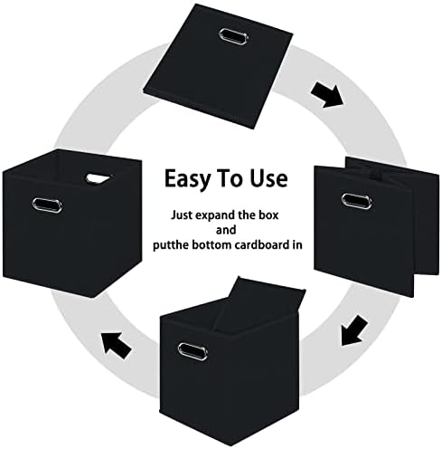 Black Foldable Storage Cubes Bins , Fabric Storage Box Cubes Organizer Baskets with Dual Handles for Home Organizer (Black) - Image 6