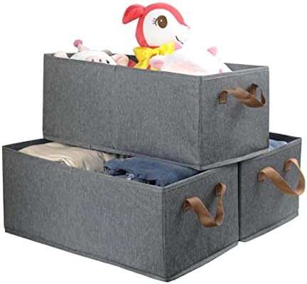 Fordonral Pack of 3 Large Capacity Storage Bins Closet Organizer System, Sturdy Foldable Storage Boxes for Organizing Clothing, Sheets, Toys, Books - Shelf Organizer Shelves Basket Storage Bin - Image 6