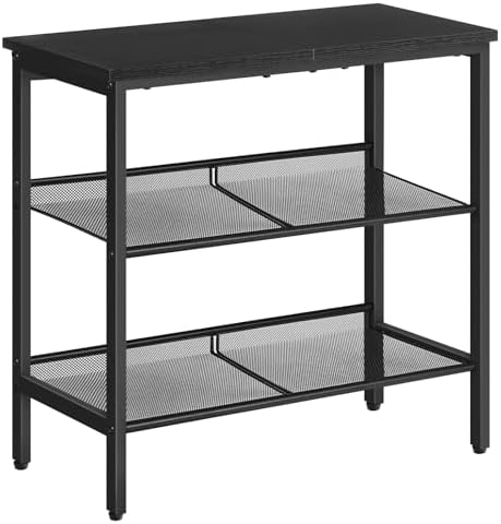 HOOBRO Black Side Table, 3-Tier Metal Side Table, Small Black Table with 2 Flat or Slant Adjustable Shelves for Small Spaces, Hallway, Living Room, Bedroom, Sturdy, Easy Assembly, Black BB23BZ01G1 by HOOBRO