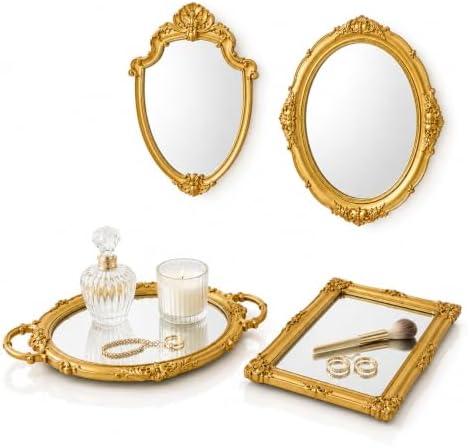 Gold Vintage Wall Mirror Set of 4 by Unknown