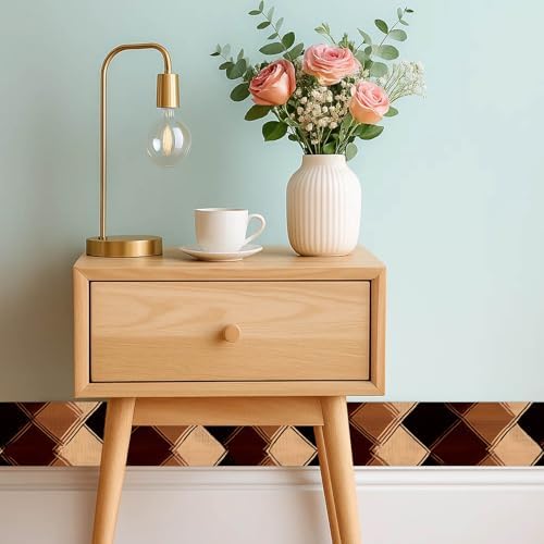IVN Wallpaper Border Peel and Stick Wall Brown Diamond Check 4x196 Inch | Wall Trim Self Adhesive Borders for Walls Mirror Border Frame Accent Strip for Bedroom Kitchen LivingRoom Decor - Image 7