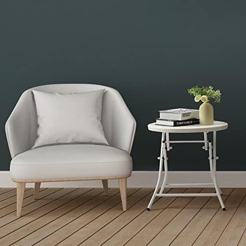 TeoKJ Folding Small Outdoor Side Table, Anti Rust Patio Metal Table - Image 2