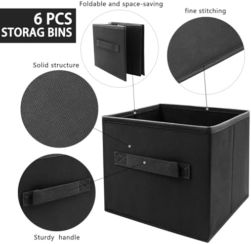EBIGIC Kids Storage Bins 9.0"x7.5"x7.5" Small Size Fabirc Foldable Closet Toy Organizer Collapsible Cloth Black - Image 3