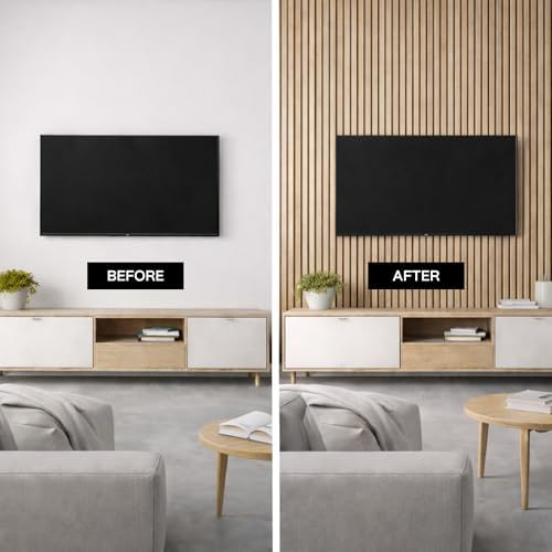 2-Pack Wood Panels for Wall - Acoustic Wood Slat Wall Panels, Soundproof Wooden Paneling for Interior Decor - Image 2