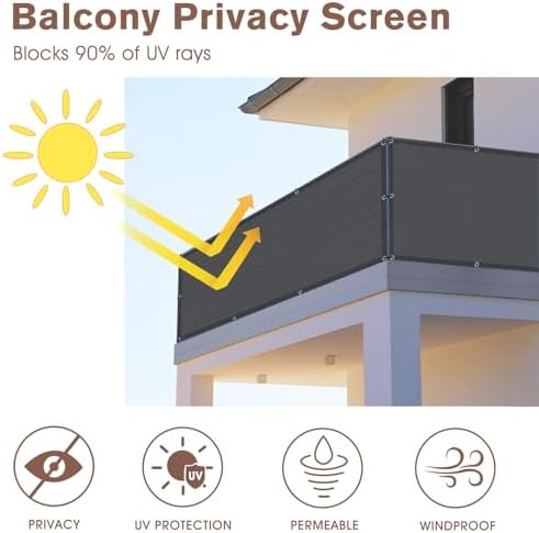 SUNNY GUARD 3' x 6' Balcony Privacy Screen, HDPE Patio Railing Cover Fence - Image 3