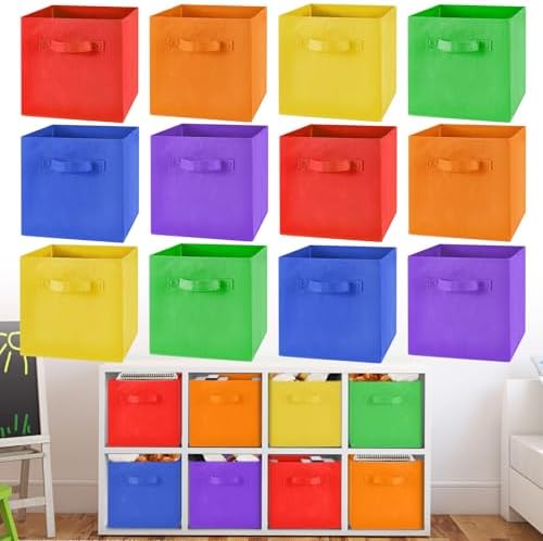 Yinder 12 Pcs Cube Storage Bin Rainbow 10.5''x10.5''x11'' Storage Cubes by Yinder