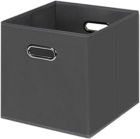 Black Foldable Storage Cubes Bins , Fabric Storage Box Cubes Organizer Baskets with Dual Handles for Home Organizer(Grey) by HEAYEEG