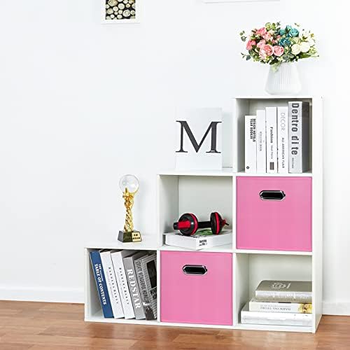 Fabric Cloth Storage Bins,Fabric Cube Bins Organizer with Dual Handles Foldable Cube Storage Baskets for Home Bedroom Storage,Set of 3,(Pink) - Image 5