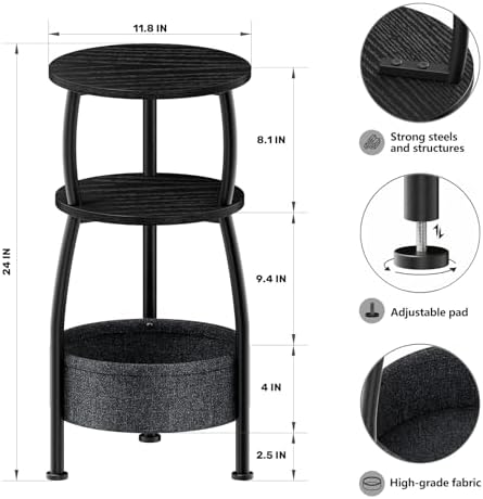Small Round Side Table for Living Room with Storage Basket, 11.81in - Image 3