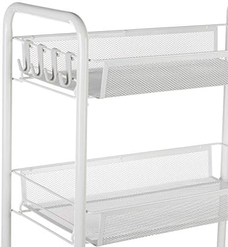 JANE EYRE Rolling Utility Storage Rack Cart on Wheels, Trolley Carft cart, Multi-Purpose Organizer Shelf (White, 4 Tier)… - Image 4