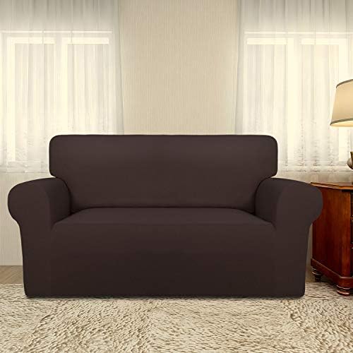 PureFit Stretch Loveseat Covers Fleece Couch Covers for Sofa Chocolate - Image 2