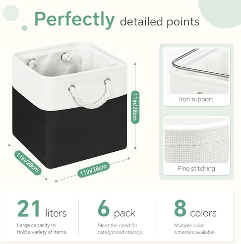 FinishingBo 11 inch Cube Storage Bin with Handles 6 Pack - Image 4