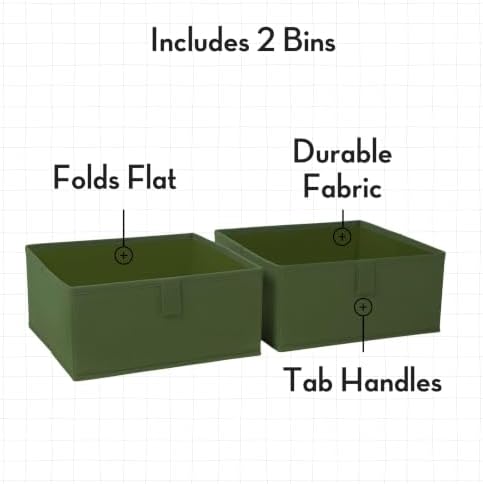 RiverRidge Folding Storage Bins - 2-pack of 5in Tall Olive Cubes - Image 3