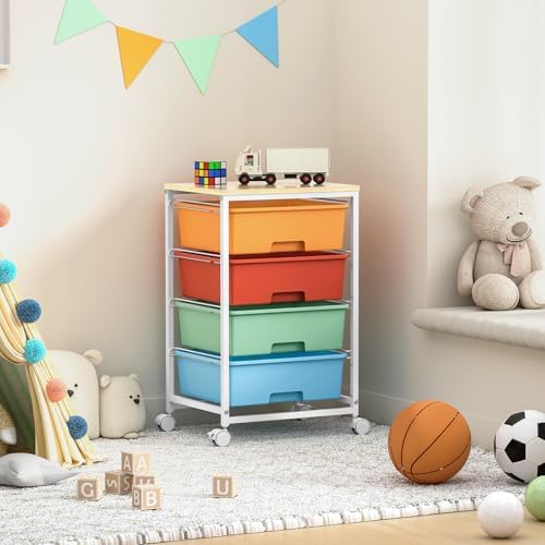 SYKIARIOL Rolling Cart with Drawers, 4-Drawer Utility Cart, Macaron - Image 2
