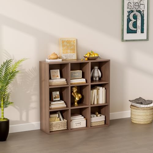 OSCHF 9-Cube Storage Shelf Bookcase, Walnut - Image 3
